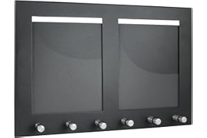 HMF 10830-02 Key Cabinet Board 6 Keys with 2 Photo Frames 29,7 x 20 x 4,3 cm, Black