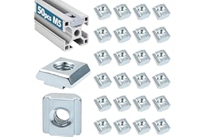 50 Piéces T Nuts Écrous M5, Leryati Écrous Coulissants en T Série 2020, Écrous en T en Acier Carbone Profilé en Aluminium Écrou de Marteau à Rainure en T pour ﻿