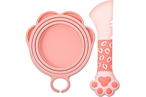 AOZUO Tapa universal de silicona para latas de comida para gatos con cuchara, forro para gatos, cuchara para gatos, tapa para comida para gatos, tapas para latas para latas de comida para mascotas,