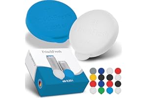 FRISCHFRESH: Couvercle pour canette de boisson: 0,25/0,33-0,5+l (bleu et blanc, 0,33-0,5l+) (Conforme REACH, BPA-free) Parfaite protection en festivals, à la plage, dans le jardin et en déplacement