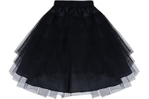 iiniim Enfant Fille Jupon sous Jupe Court Années 50 Vintage Rockabilly Petticoat Crinoline Tulle Net Tutu Jupe Danse Ballet Underskirt Battente Retro 3 Couches