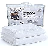 Stilux Herren Ihram Ehram Ahram Set für Hajj und Umrah 1300gr | 2 weiße Handtücher 110x220 cm | 100% natürliche Baumwolle| hy