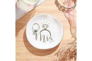 Titanape Bride to Be Gifts, Engagement Gifts Trinket Dish, Wedding Jewellery Dish Bride Ring Holder Dish Engagement Presents for Mrs, Golden