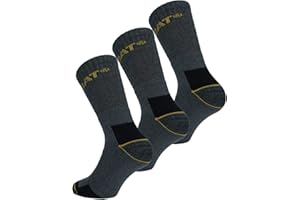 Cat Caterpillar - 6 par męskich długich skarpet roboczych z Coolmax do butów ochronnych z Coolmax - podwójne wzmocnienie na palcach i pięcie, doskonałej jakości przędza z bawełny frotte i włókna Lycra