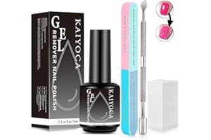 KAIYOCA Gel Polish Remover Kit, Gel Remover for Nails with 7 Way Buffer and Cuticle Pusher & Nail Wipes,Easily & Quickly Remove Acrylic Powder Polish in 3-5 Minutes (1 Pcs Set)