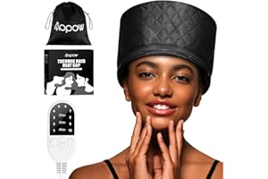 AOPOW Hair Cap Treatment Steamer for Deep Conditioning - Upgraded Thermal Hot Head Heat Hat Electric for Afro Hair Spa Care Home Use with 10 Level Heats Up Quickly, Heating Caps for Hair Treatment