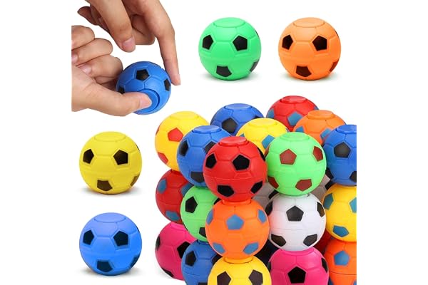 MUNSKT 20pcs Football Fidget Spinner, 1,34 Pouces Rotatif Manuel Football garçon Jouet Cadeau, Kids Party Pack Remplissage Salle de Classe Retour Anniversaire Halloween Fête de Noël