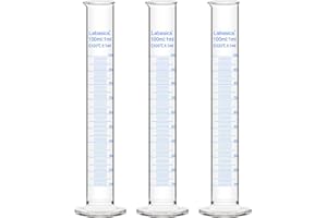 Labasics 3-Pack Borosilicate Glass 100 ml Heavy Wall Graduated Cylinder Measuring Cylinder