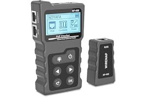 VXSCAN Network Cable Tester, NF-488 POE Ethernet Cable Tester for Power Over Ethernet, Advanced Cable Tester for LAN CAT5 CAT6 Ethernet Cable Tracker， DC Power, Switch Loop-Back Test, Black
