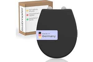instmaier abattant WC avec abaissement automatique noir | Fabriqué en Allemagne | forme ovale | Siège de WC en duroplast | lunette de WC facile à enlever | stable jusqu'à 250kg