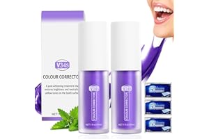 BMHNQ Dentifricio Viola 2Pcs hi smile Dentifricio Sbiancante Whitening Dentifricio Sbiancante Per Denti Sensibili hi smile Dentifricio Sbiancante Viola Tooth Stain Removal Sbiancamento