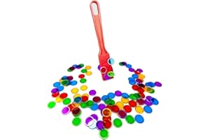 ACPOPBM Kit de Bingo Magnétique - 1 Bâton Magnétique + 100 Jetons Loto - Jeu Éducatif pour Enfants et Accessoire Pratique de Stockage (Rouge)