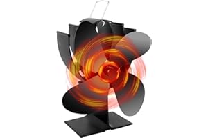 drtulz Fireplace Fans Heat Powered, 4 Blades Wood Burning Stove Fan For Wood/Log Burner/Fireplace/Circulating Warm, Non Electric, Eco Friendly, A3-4B