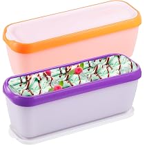 LEKEFETO Pack De 2 Bacs à Glace Réutilisables 1,5L - Couvercle Hermétique - Cyan & Violet