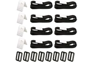 YAJEXUN Solar-powered pool cover reel fixing kit, fixing kit for in-ground pool cover reel, with 8 nylon straps and adhesive tabs, 8 cord plates, 8 buckles
