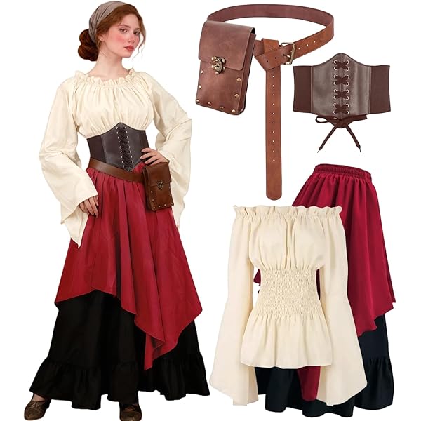 Jupe Longue Femme Style Gothique/victorien - Taille Haute élastique - Pour Fêtes, Cosplay, Halloween