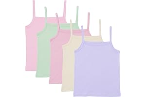 The Essentials Wardrobe Girls 5 Pack Cami Vests Underwear Sleeveless Kids 100% Cotton Size 4-13 Years