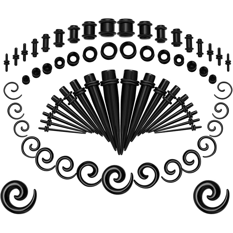 Kit D'étirement D'oreille En Verre 14G-1G | Lot De 18 Bouchons Avec Joints Toriques Pour élargissement Progressif - 12