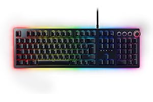 Razer Huntsman Elite (Purple Switch) - Gaming Keyboard with Opto-Mechanical Key (Multi-function Numeric Button, Integrated Hybrid Memory, RGB Chroma, Ergonomic Wrist Rest) - UK Layout | Black