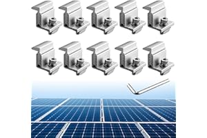 Anbte 10PCS Solar Panel End Clamp 30-50mm Adjustable, Z Brackets for Solar Panels Include 10 Screws M8, Aluminum Rail End Clamps for Solar Panel PV Mounting System, Silver