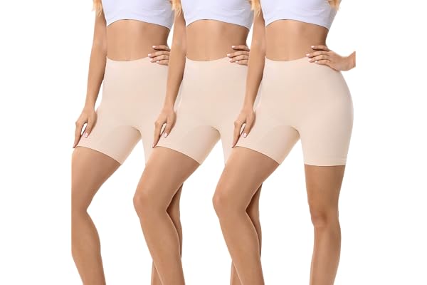 FALARY Underkjol Shorts Kvinnor Boxershorts Kort Leggings Underbyxor Hög Midja Anti-friktion 3 Stycken Svart Vit