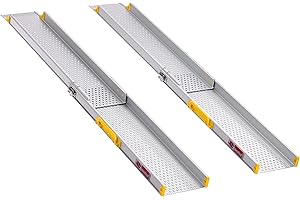 ‎FTSOLID FTsolid Teleskoprampen Teleskopschiene Rollstuhlrampe Auffahrschiene aus Aluminium für Rollstuhl, Rollator oder Kinderwagen, Auffahrrampe für Treppen, Rampe