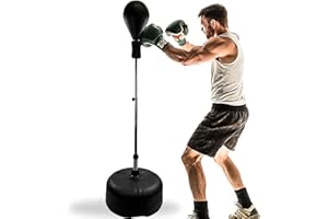 GizaStar Punching Speed Ball - Adjustable Height Punch Bag Free Standing with Stand, Boxing Punching Bag Freestanding for MMA Reflex Fitness Training Practice for Kids Adults Men