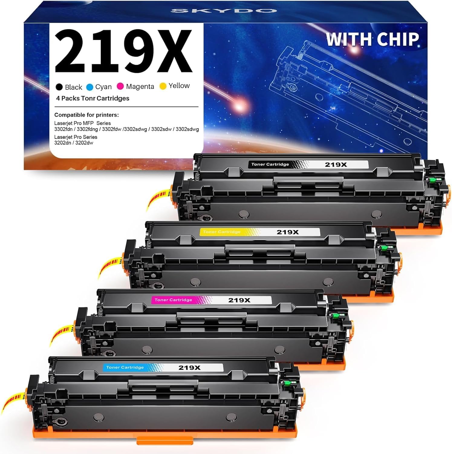 219X Tóner con Chip Compatible para HP 219X 219A para Color LaserJet Pro MFP 3302FDW 3302SDW 3302FDN H P Color LaserJet Pro 3202DN 3202DW Tóner W2190X W2191X W2192X W2193X