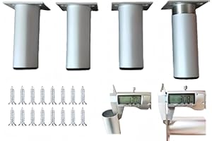 PUTOAHAO 4 Pezzi Piedini per Mobili in Alluminio (diametro 38mm), Piedini Regolabili per Mobili (0-15mm),Piedi per Mobili,Gambe per Mobili per Armadietto,Divano,Tavolo, Letto (Bianco, 6 cm)