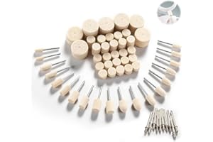 Nevoluxer Wool 80Pcs Buffing Wheel Set for Dremel Polishing Kit with 1/8 Inch Shank Rotary Tool Accessories Polishing Heads for Metal Jewellery Watch Glass Polishing Kit