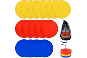 Fuhesgu 30 Pcs Disco Plano Entrenamiento Futbol Niños Material Entrenamiento Futbol Conos Entrenamiento Deportivo para Futbol Patines Baloncesto Aire Libre Actividad, Antideslizante, 3 Colores Vivos