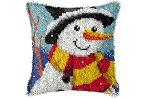 ZUHK Christmas Latch Hook Kits ​with Christmas Pattern Printed Canvas Crochet Gift Cross Stitch Sofa Cushion Cover Tool fit for Kids and Adults,43x43 cm (Santa Claus E)