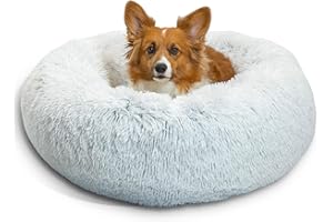 Best Friends by Sheri The Original Calming Donut Cat and Dog Bed in Shag Fur Frost, Medium 30x30