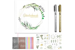 TOPBELIEF Guest Book Matrimonio, Libro Dediche Matrimonio, Libro Degli Ospiti Matrimonio, Guest Book 100 Pagine, con Firma Penna, Adesivo Angolo, Foto Autoadesivo per Matrimoni, Anniversari, Compleanni