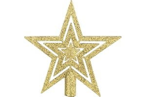 SULOLI Gold Glänzender Weihnachtsstern,Stern für die Weihnachtsbaum,glänzenden Christbaumspitzen Für weihnachtsbaumschmuck Party Dekoration