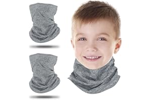 ZKSXOA 2 Pack Fleece Windproof Neck Gaiter Face Covering Mask,Winter Kids Neck Warmer, Outdoors Mutifunctional Headwear Balaclava for Boys and Girls
