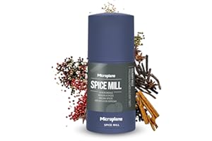 Microplane Macina Spezie 2in1 - Blu Denim | Macina Spezie Manuale con Lama in Acciaio Inox Ultra Affilata Grattugia Noce Moscata, Cannella, Fave di Tonka, Pepe Lungo, Noci