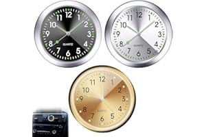 Nadiaen Car Clock,3 Pcs Mini Luminous Car Dashboard Small Stick on Digital Clocks Round Quartz Watch Digital Timer Onboard Air Vent Dash Easy To Read Time for Automotive Boat Bike Home Accessories