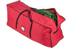 Hardys 7ft Christmas Tree Storage Bags - Xmas Tree Storage - Zip-Fastener, Handles, Waterproof Fabric - Christmas Decorations, Lights, Wrapping Paper - Stores 120cm Sections (Red)