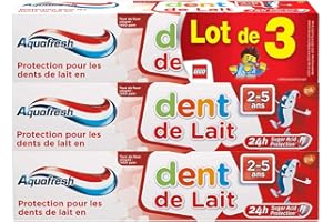 Aquafresh Dentifrice Dents De Lait, Pour Des Enfants Âgés 2 à 5 Ans, Protection Pour Les Dents De Lait, Goût Menthe, Lot de 3x150ml