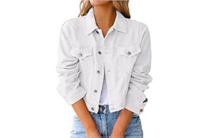 DARRINGLS Veste en jean élégante pour femme - Blanche - Boléro noir - Taille 50 - Pour mariage - Veste d'été légère - Stretch - Courte - Blanche - Pour femme - Printemps été