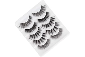 SIXSTARHAIR 5 Pares Pestañas Postizas Naturales Estilo 5 Hecho a Mano Reutilizables Pestañas Suaves Pestañas Negras Mullidas Impermeable y Durable Natural Wispy Eyelashes
