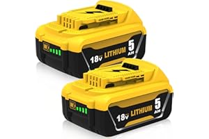 Powayup 2Pièces Rechange Batterie pour Dewalt 18V 5Ah DCB184 DCB180 DCB181 DCB182 DCB200 DCB201-2 DCB200-2 DCB204-2 DCB205-2 Compatible avec Les Outils électriques