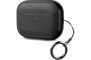 ACRONIX Kompatibel med AirPods Pro 3-fodral (2025), Lädertextur TPU stötsäkert skyddsfodral med nyckelring, framsida LED synlig, för Airpods Pro 3:e generation