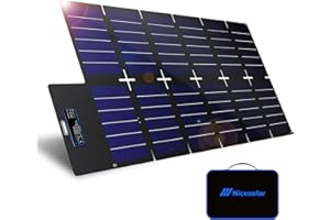 Nicesolar 100W Pannello Solare Monocristallino Pieghevole Portatile con USB A&C PD65W IP67 per la Maggior Parte del Generatore Solare,Computer Portatili, Cellulare, All'aperto, Campeggio