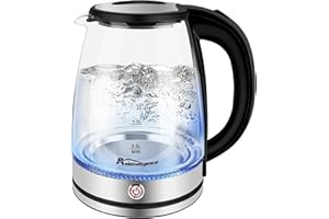 Ambitelligence Electric Kettle Keep Warm, 1.8L Glass Tea Kettle, Hot Water Boiler with LED Light, Auto Shut-Off & Boil Dry Protection, Stainless Steel