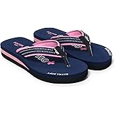 Doctor Walk Soft Comfort Flip Flops, Black and Red, Cushioned Thong Sandals Slipper for Women's