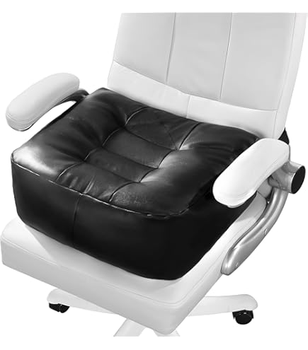 YOUFI Extra-Thick Leather Seat Cushion Booster - 18x16x6 Inch Height Riser For Office Chairs & Car Seats