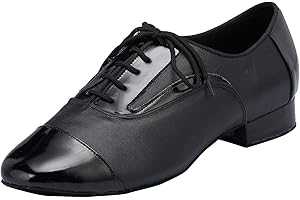 MGM-Joymod Chaussures de danse latine moderne à lacets en cuir à bout rond pour homme