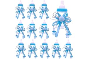 JZK 24 x Azzurro Blu biberon Bottiglia bottiglina bottigliette portaconfetti bomboniere per Battesimo Nascita Comunione Compleanno Bimbo Bambino
